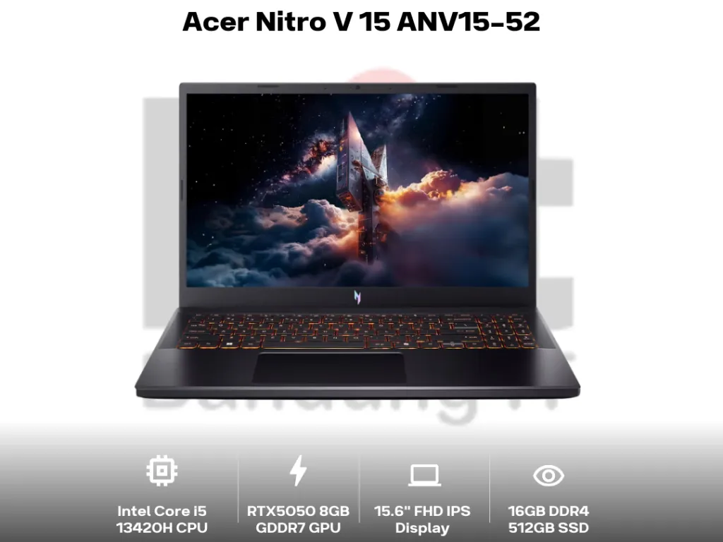 Acer Nitro V 15 ANV15-52 Core i5 13420H RTX5050 16GB 512GB 15.6" FHD IPS 180Hz 100% sRGB | iklanova.com