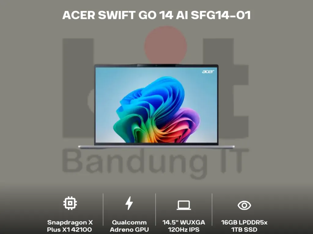 Acer Swift Go 14 AI SFG14-01 Snapdragon X Plus X1P 42100 16GB 1TB 14.5" WUXGA IPS 120Hz 100% sRGB | iklanova.com