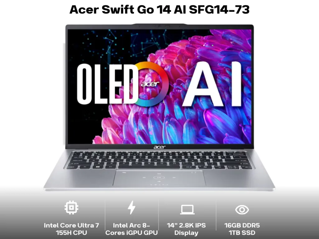 Acer Swift Go 14 AI SFG14-73 Core Ultra 7 155H 16Gb 1Tb 14" 2.8K IPS | iklanova.com