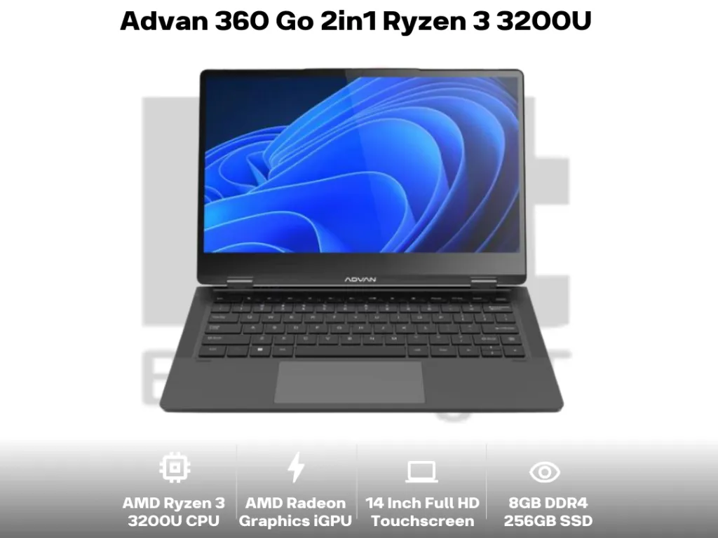 Advan 360 Go 2in1 Ryzen 3 3200U 8GB 256GB 14 inch Full HD Touchscreen IPS | iklanova.com