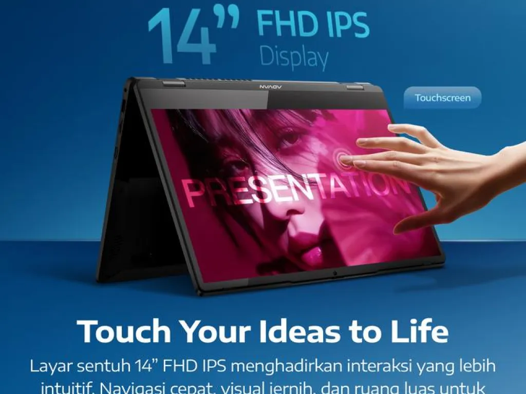 Advan 360 Go 2in1 Ryzen 3 3200U 8GB 256GB 14 inch Full HD Touchscreen IPS | iklanova.com