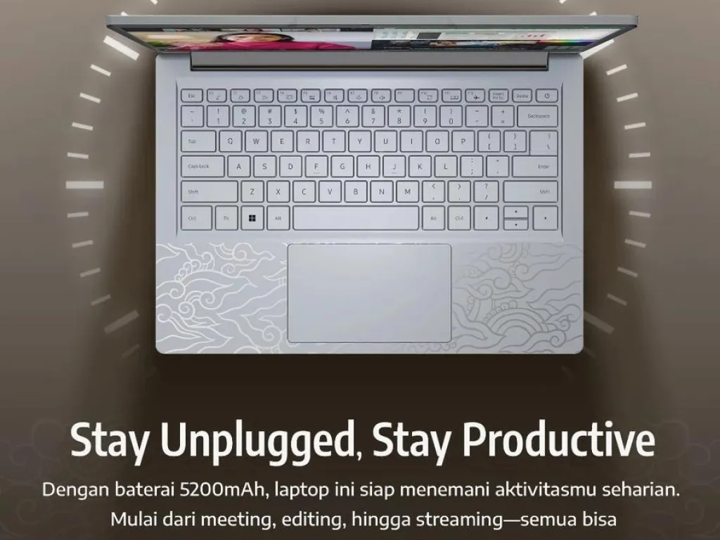 Advan Workplus Heritage Ryzen 5 7535HS 8GB 512GB 14" WUXGA IPS Megamendung Batik Design | iklanova.com