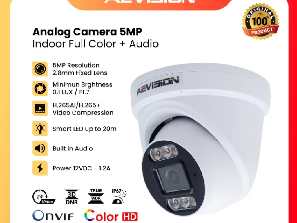 AEVISION Kamera Analog 5MP Audio + Colorvu Ultra HD Indoor Garansi Resmi | iklanova.com