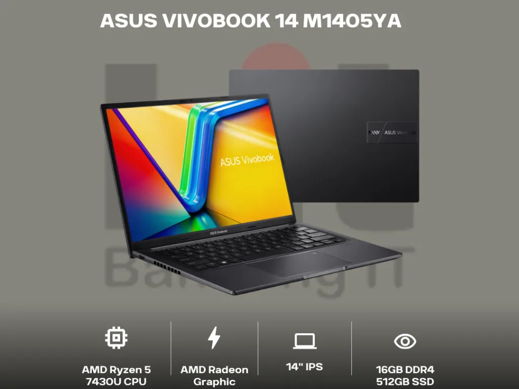 ASUS Vivobook 14 M1405YA Ryzen 5 7430U 16GB 512GB 14 Inch WUXGA VIPS 45% NTSC | iklanova.com