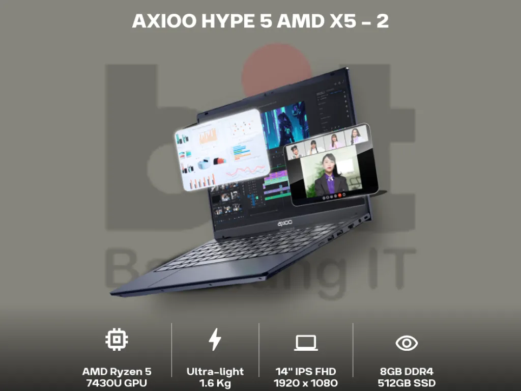 AXIOO HYPE 5 AMD X5-2 RYZEN 5 7430U 8GB 256GB 14" FHD IPS | iklanova.com
