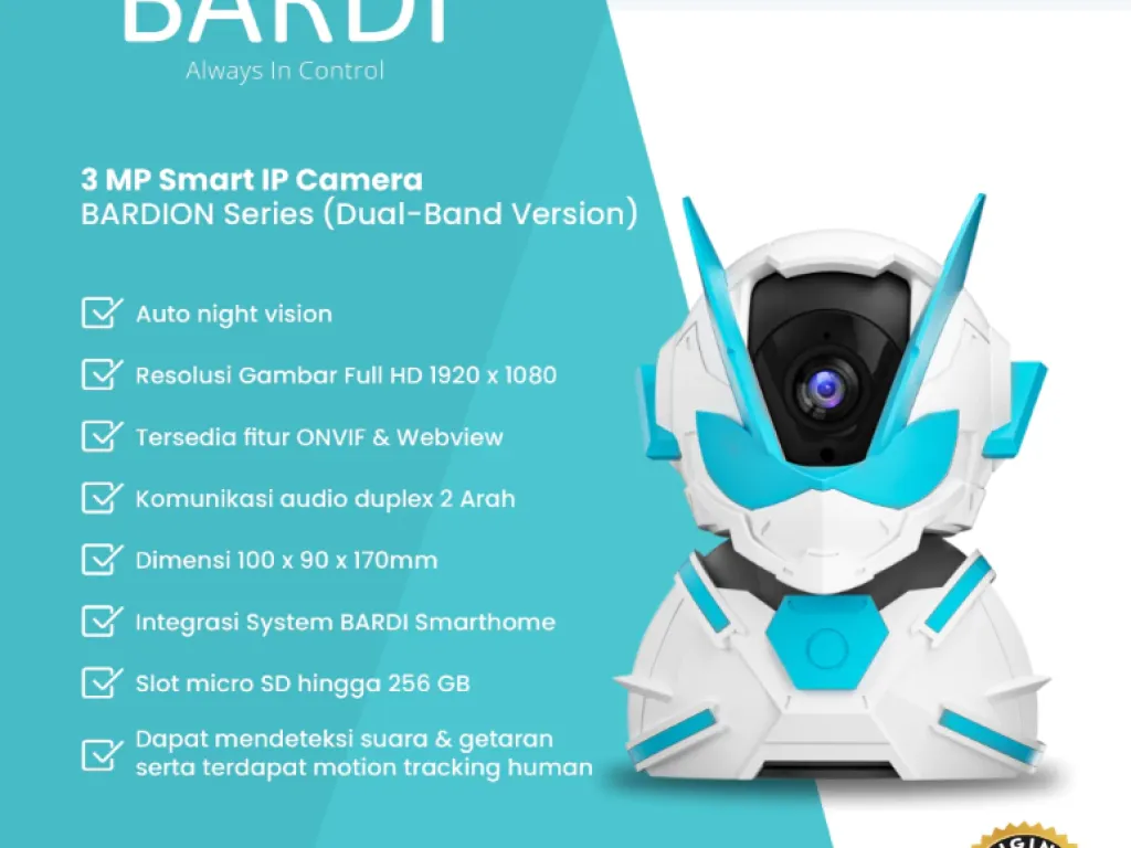 BARDI IP CAMERA INDOOR PTZ 3MP BARDION - SMART CCTV WIFI | iklanova.com
