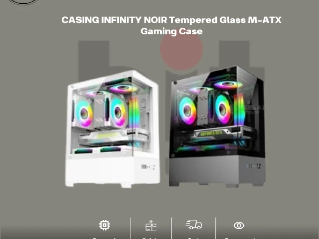 CASING INFINITY NOIR Tempered Glass M-ATX Gaming Case | iklanova.com