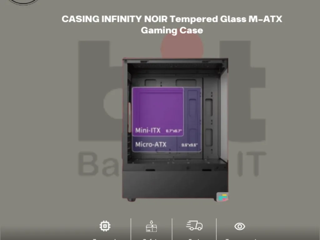 CASING INFINITY NOIR Tempered Glass M-ATX Gaming Case | iklanova.com