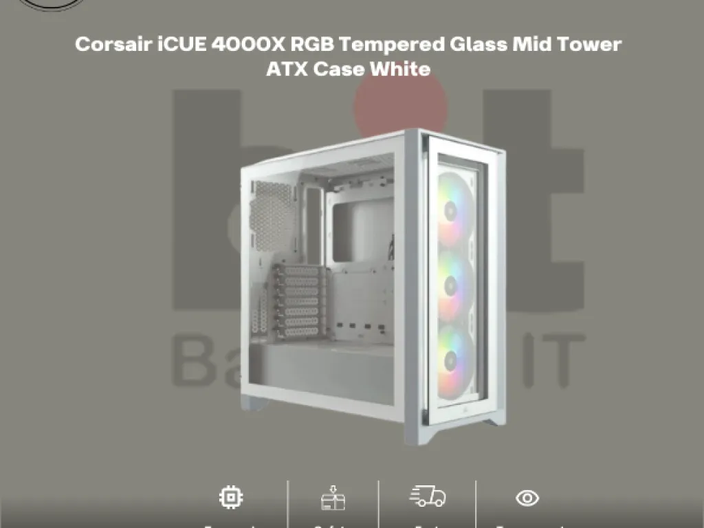 Corsair iCUE 4000X RGB Tempered Glass Mid Tower ATX Case White | iklanova.com
