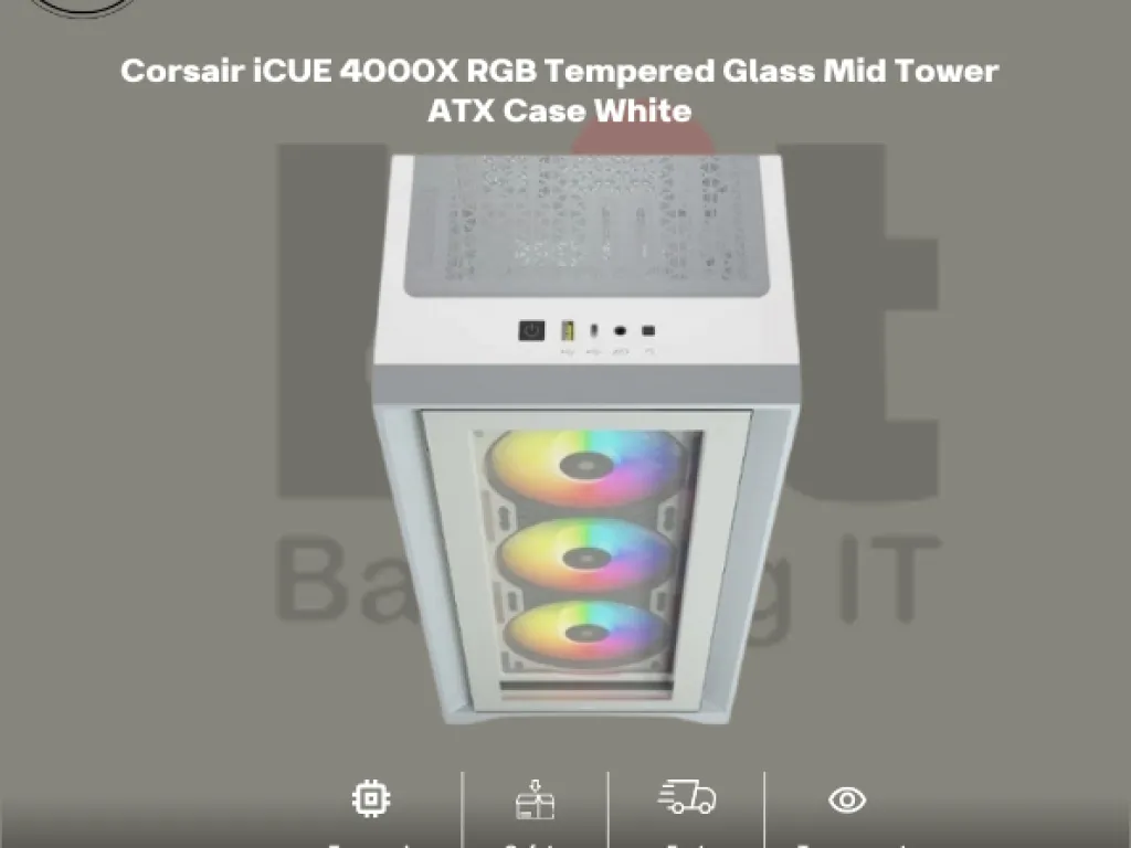 Corsair iCUE 4000X RGB Tempered Glass Mid Tower ATX Case White | iklanova.com