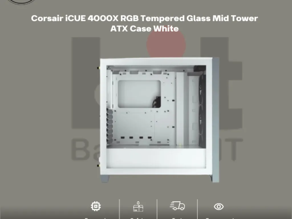 Corsair iCUE 4000X RGB Tempered Glass Mid Tower ATX Case White | iklanova.com