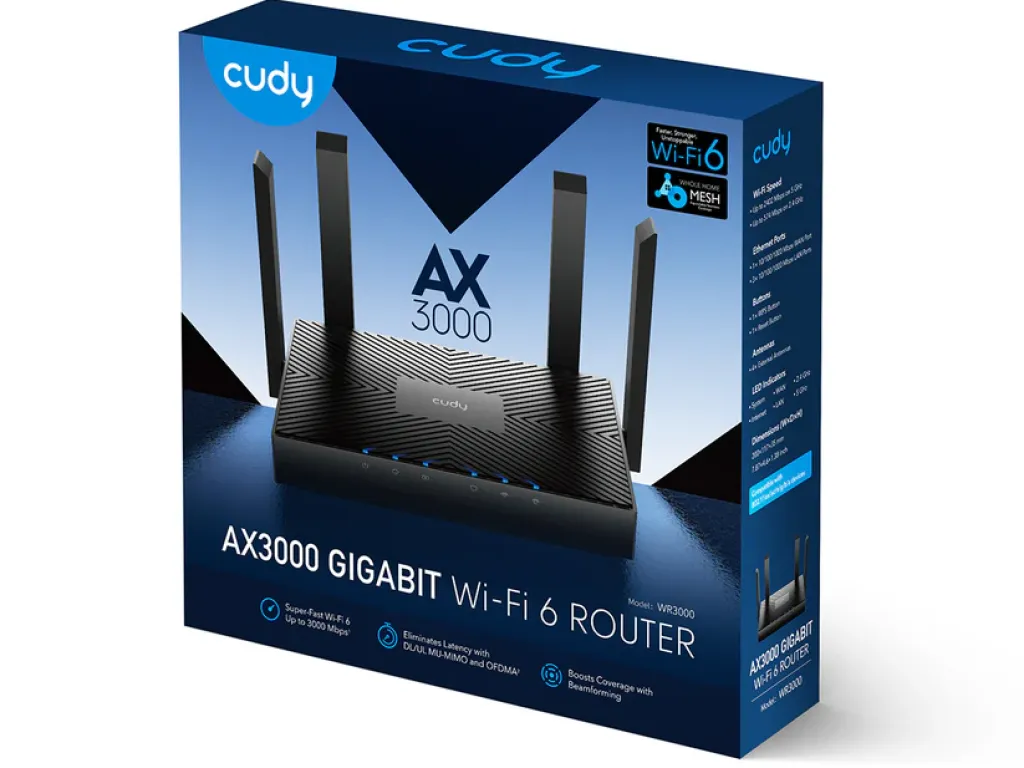 CUDY WR3000 AX3000 Gigabit Mesh Wi-Fi 6 Router / WR 3000 AX 3000 | iklanova.com