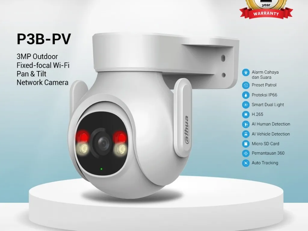 DAHUA DH-P3B-PV 3MP Outdoor Fixed-focal Wi-Fi Pan & Tilt Network Camera | iklanova.com