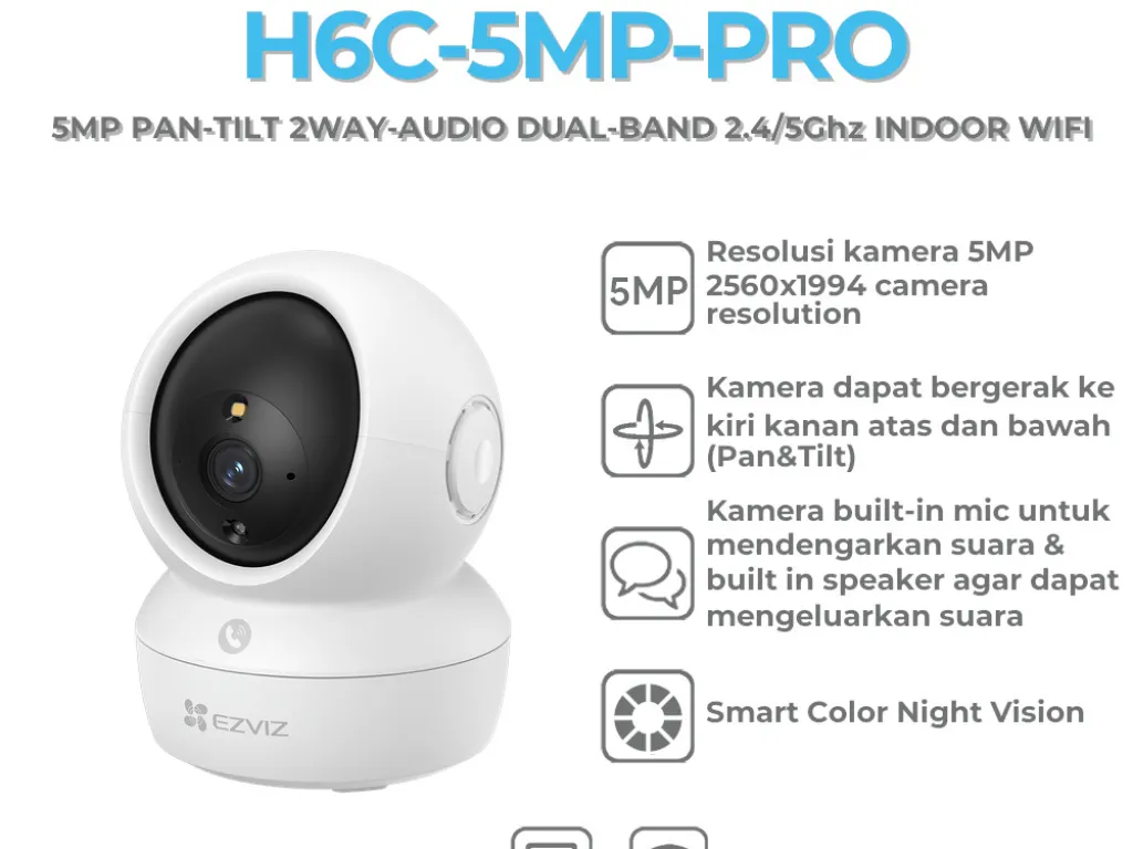 EZVIZ H6C PRO 5MP 3K Smart Color Night Auto Zoom Two Talk Audio | iklanova.com