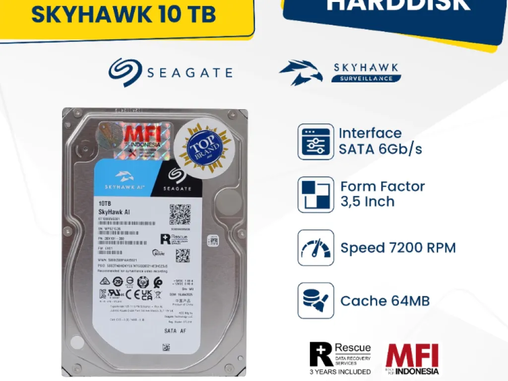 HARDDISK SEAGATE SKYHAWK MFI INDONESIA 10TB GARANSI 3THN RESMI / HDD 10TB | iklanova.com