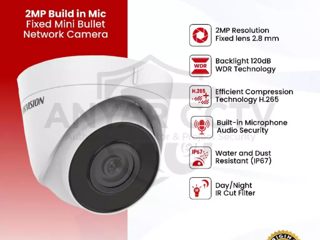 HIKVISION DS-2CD1321G0-IU IP CAMERA 2MP AUDIO FIXED TURRET CAMERA | iklanova.com