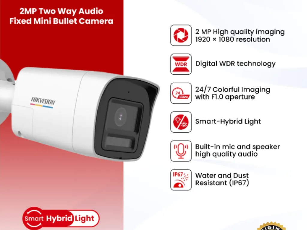 Hikvision DS-2CE10DF0T-LPTS Kamera Cctv 2MP Two Way Audio Fixed Mini Bullet Camera | iklanova.com