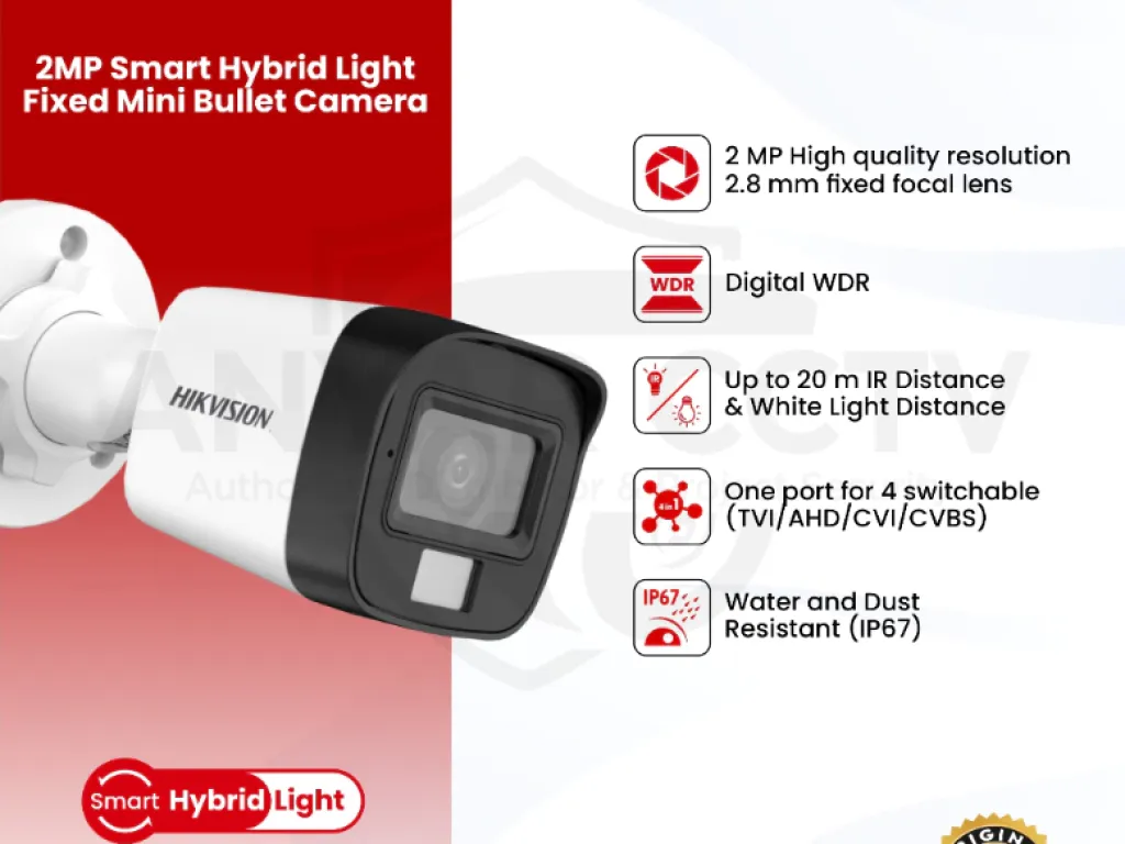HIKVISION DS-2CE16D0T-EXLPF 2MP Dual Light Fixed Mini Bullet Camera | iklanova.com