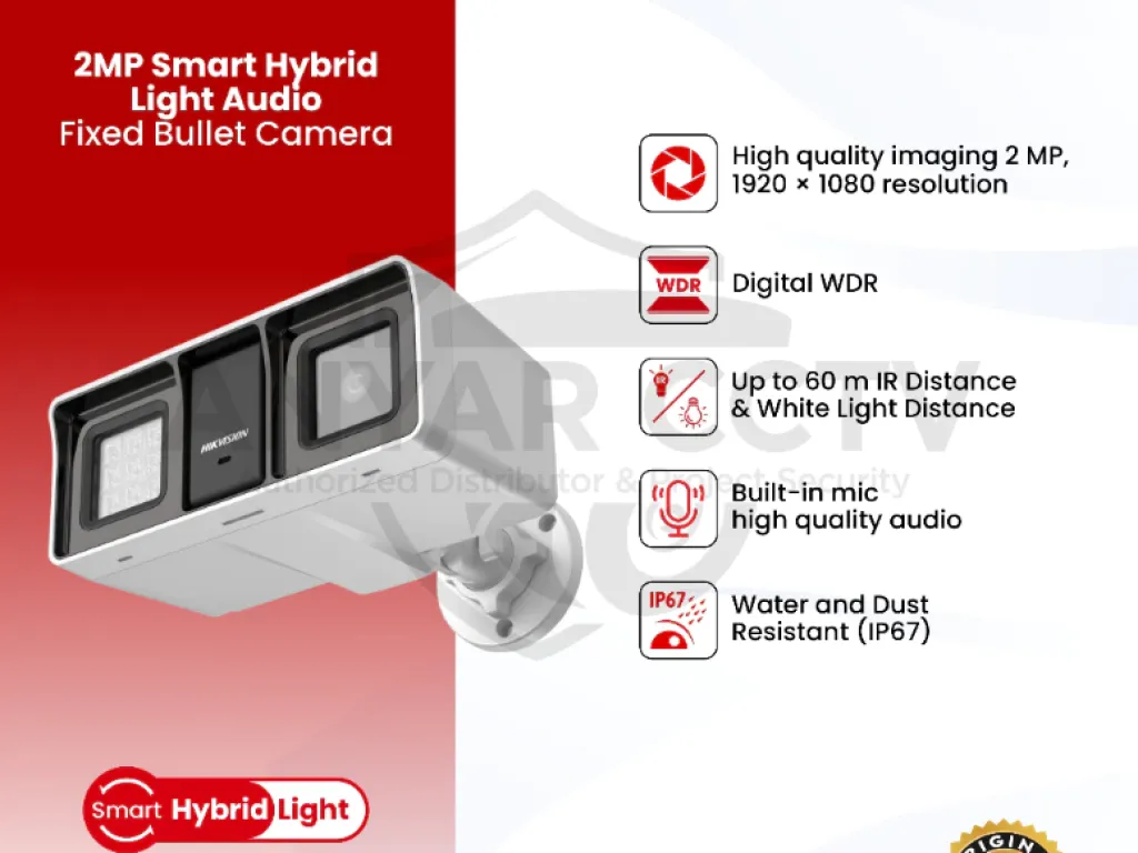 HIKVISION DS-2CE18D0T-LFS 2MP Smart Hybrid Light Audio Bullet Camera | iklanova.com