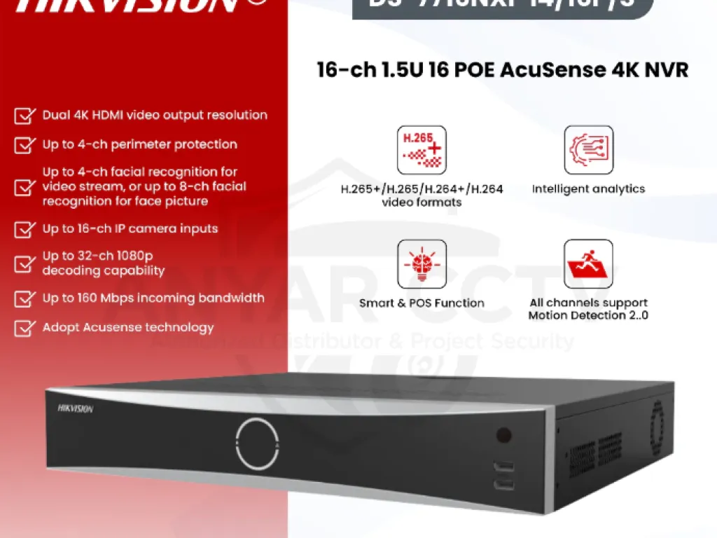 HIKVISION DS-7716NXI-I4/16P/S - NVR HIKVISION POE 16 CHANNEL ACUSENSE | iklanova.com