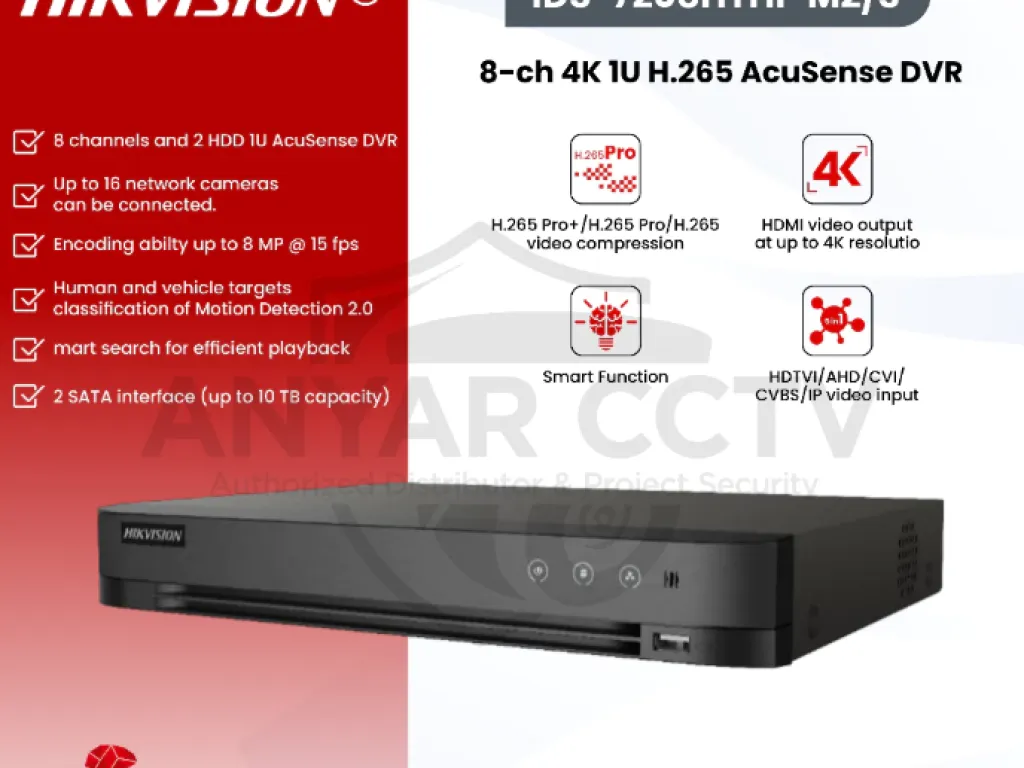 HIKVISION iDS-7208HTHI-M2/S - DVR 8CH ACUSENSE SUPPORT 8MP WITH AUDIO | iklanova.com