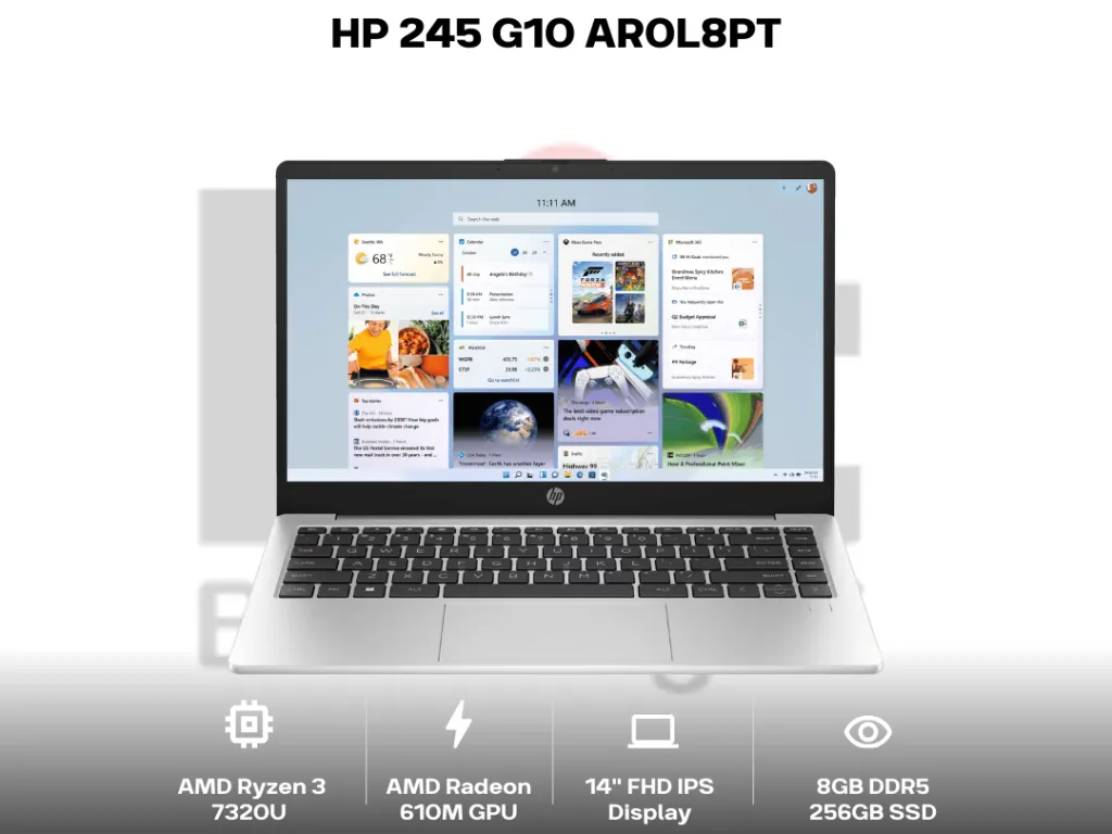 HP 245 G10 AR0L8PT Ryzen 3 7320U 8GB 256GB 14" FHD IPS | iklanova.com