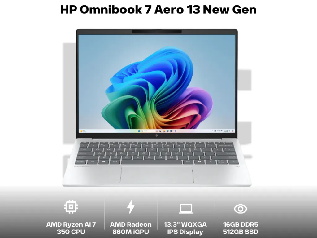 HP Omnibook 7 Aero 13 New Gen Ryzen AI 7 350 16GB 512GB 13.3" WQXGA IPS | iklanova.com