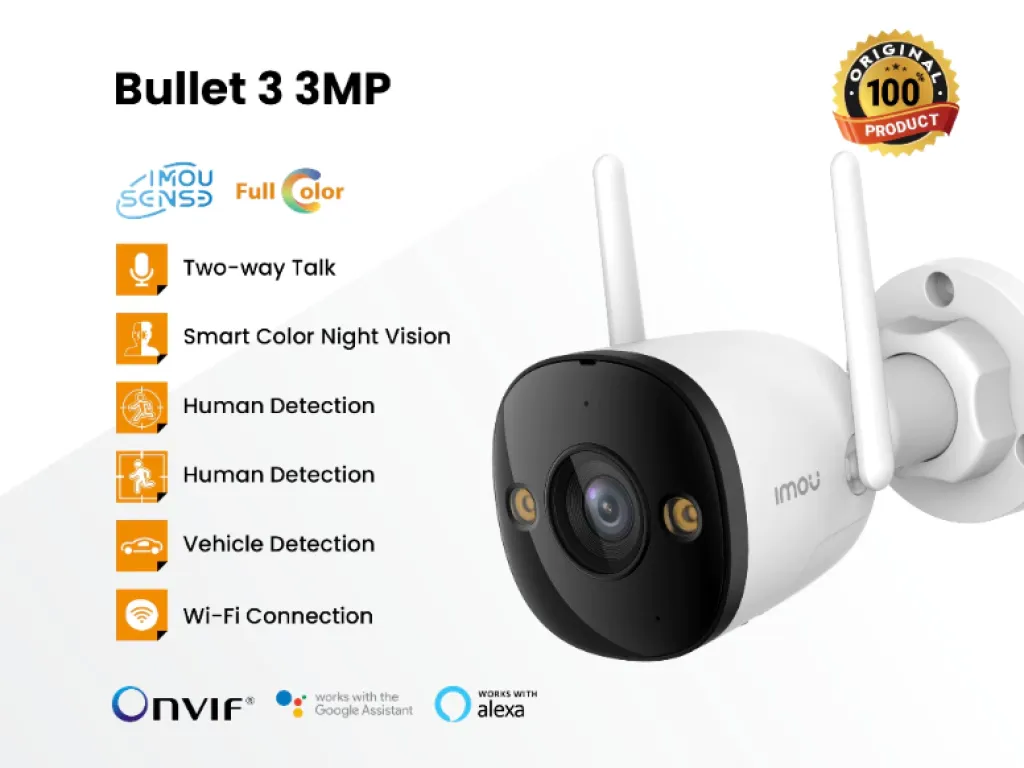 IMOU Bullet 3 3MP Smart Color Night Vision Bullet Wi-Fi Camera with Active Deterrence | iklanova.com