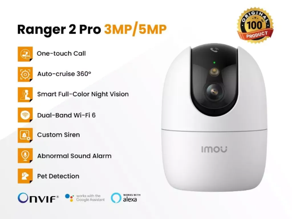 IMOU Ranger 2 Pro 3MP / 5MP Kamera Smart CCTV Indoor Wi-Fi 6 Dual Band One Touch Call Spotlight | iklanova.com