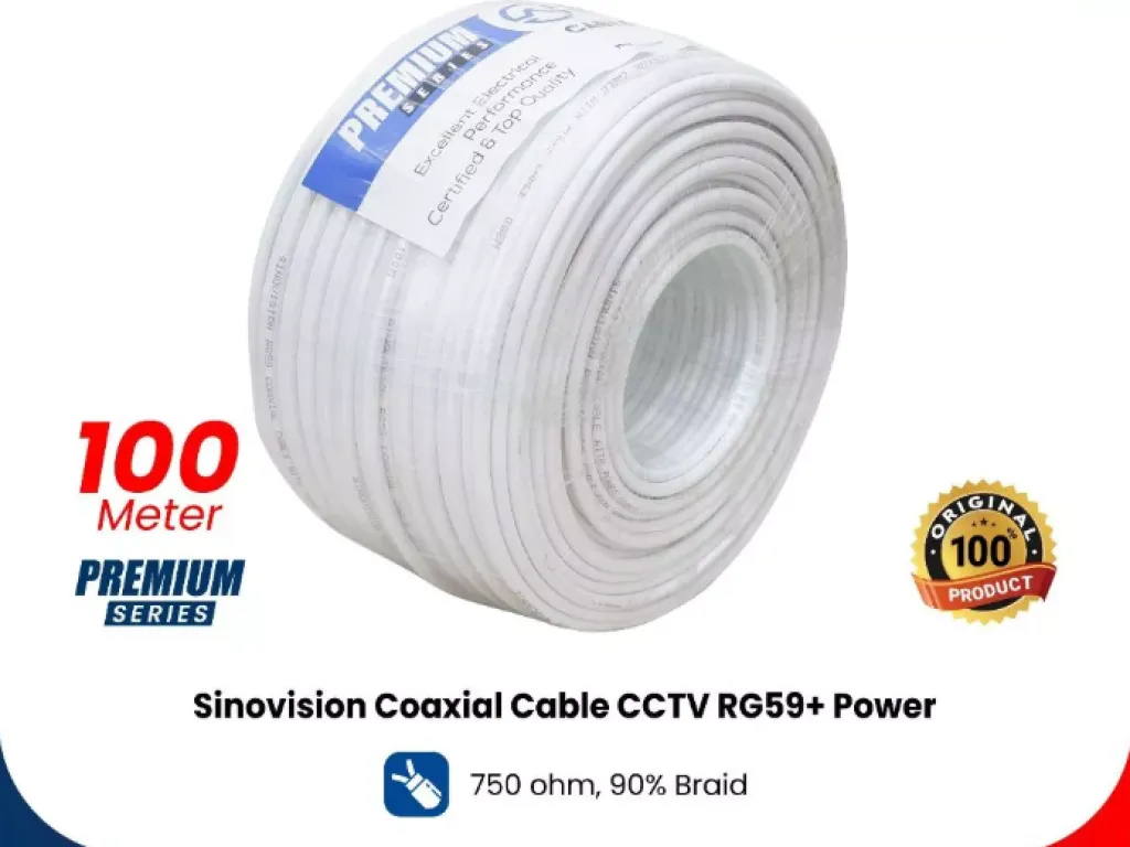 Kabel CCTV RG59 POWER 100M Sinovision Made in Taiwan Super Premium QC | iklanova.com