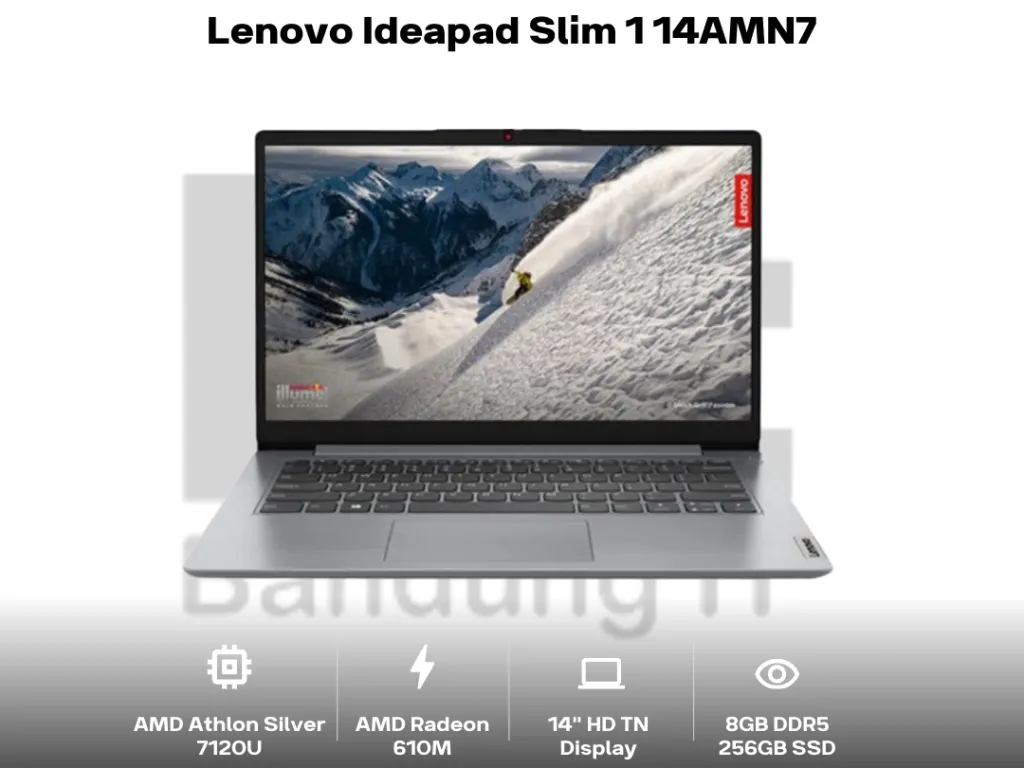 Lenovo Ideapad Slim 1 14AMN7 Athlon Silver 7120U 8GB 256GB 14" HD TN | iklanova.com