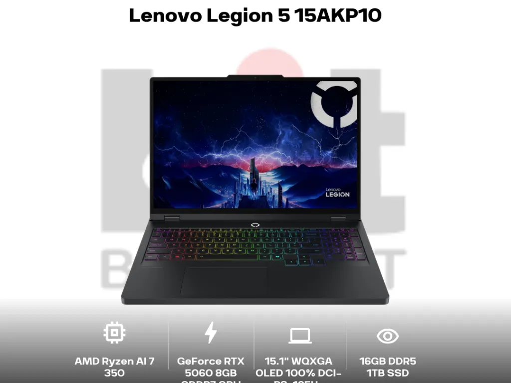 Lenovo Legion 5 15AKP10 Ryzen AI 7 350 RTX5060 16GB 512GB 15.1" WQXGA OLED 165Hz 100% DCI-P3 | iklanova.com
