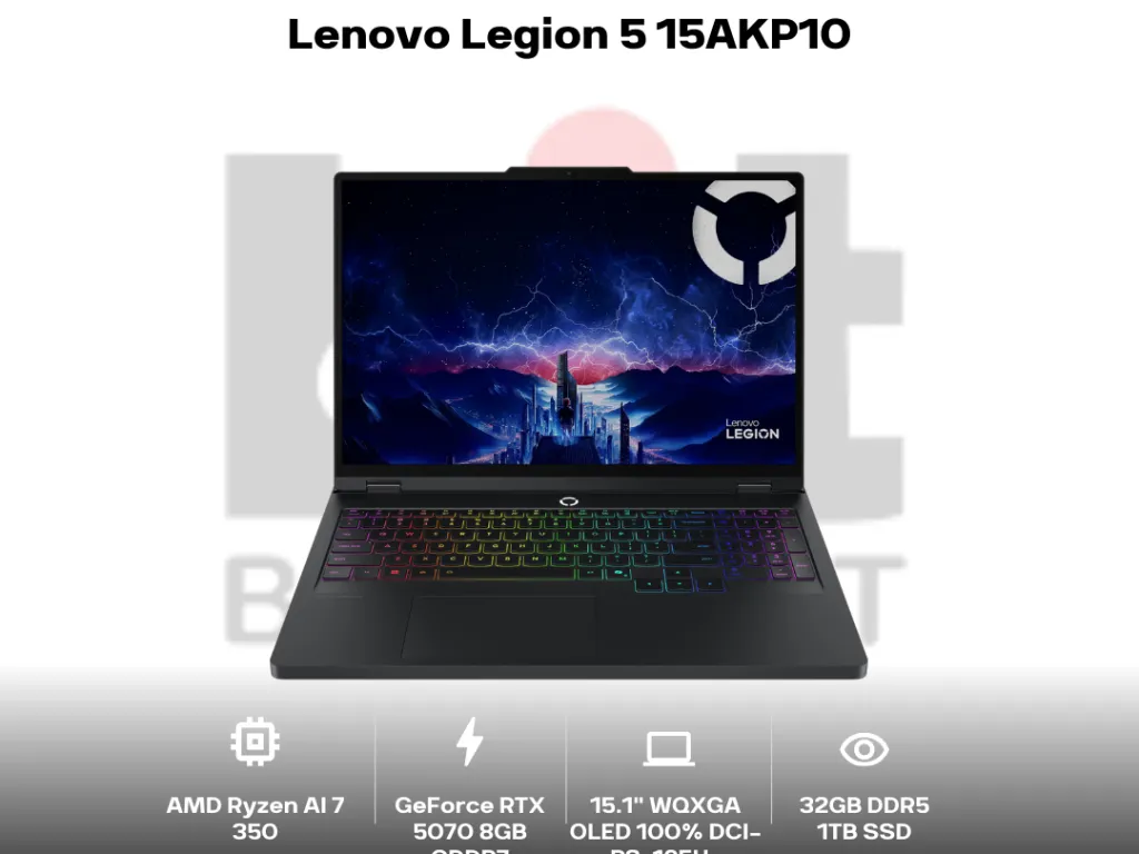 Lenovo Legion 5 15AKP10 Ryzen AI 7 350 RTX5070 32GB 1TB 15.1" WQXGA OLED 165Hz 100% DCI-P3 | iklanova.com