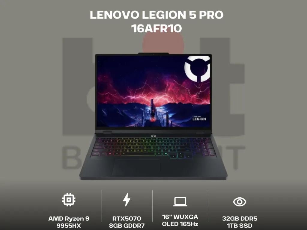 Lenovo Legion Pro 5 16AFR10 Ryzen 9 9955HX RTX5070 32GB 1TB 16" WQXGA OLED 165Hz 100% DCI-P3 | iklanova.com