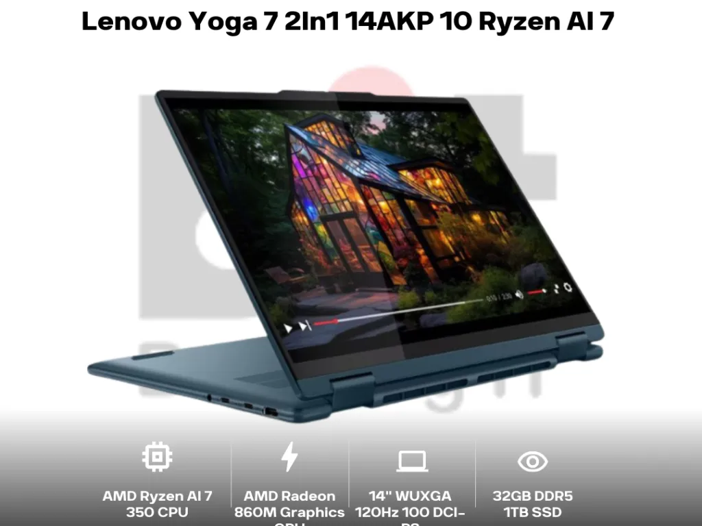 Lenovo Yoga 7 2In1 14AKP 10 Ryzen AI 7 350 32GB 1TB 14" WUXGA OLED 120Hz 100 DCI-P3 Touchscreen | iklanova.com