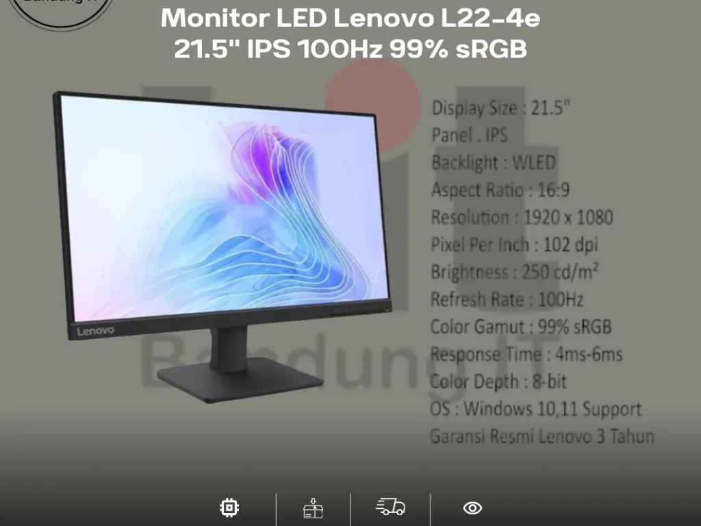 Monitor LED Lenovo L22-4e 21.5" IPS 100Hz 99% sRGB | iklanova.com
