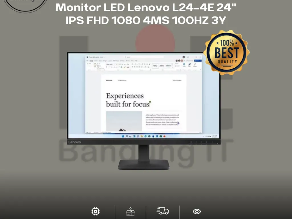 Monitor LED Lenovo L24-4E 24" IPS FHD 1080 4MS 100HZ 3Y | iklanova.com