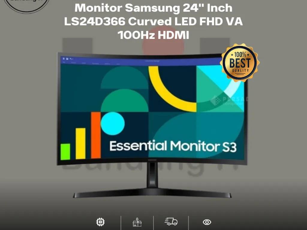 Monitor Samsung 24" Inch LS24D366 Curved LED FHD VA 100Hz HDMI | iklanova.com