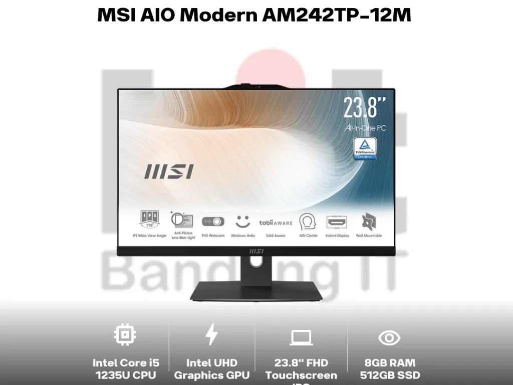MSI AIO Modern AM242TP-12M Core i5 1235U 8GB 512GB 23.8" FHD IPS Touchscreen | iklanova.com
