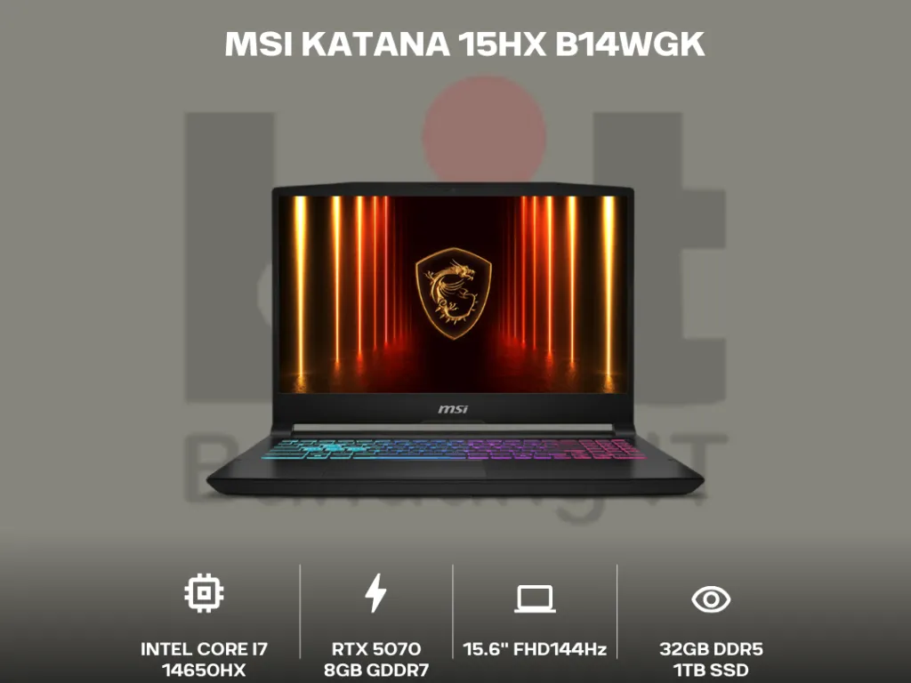 MSI Katana 15 HX B14WGK Core i7 14650HX RTX5070 32GB 1TB 15.6" QHD IPS 144Hz 100% DCI | iklanova.com