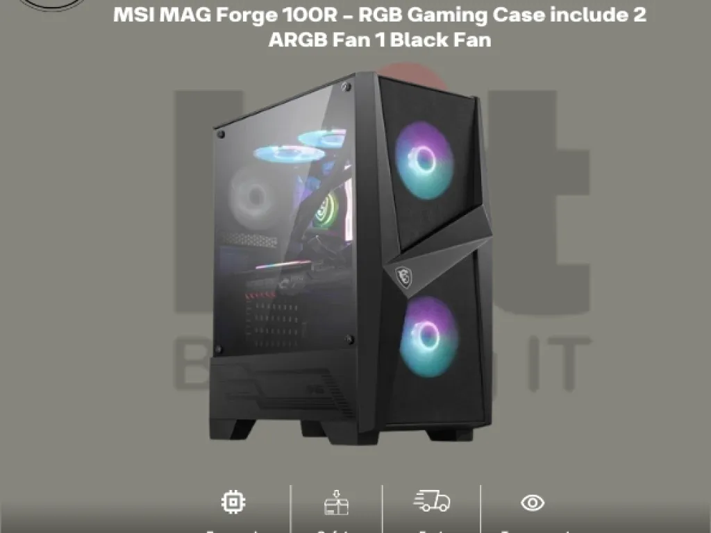 MSI MAG Forge 100R - RGB Gaming Case include 2 ARGB Fan 1 Black Fan | iklanova.com