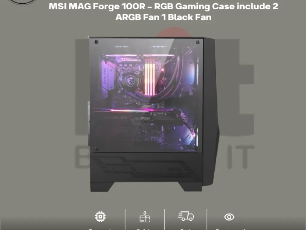 MSI MAG Forge 100R - RGB Gaming Case include 2 ARGB Fan 1 Black Fan | iklanova.com