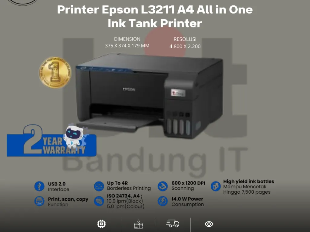 Printer Epson L3211 A4 All in One Ink Tank Printer | iklanova.com