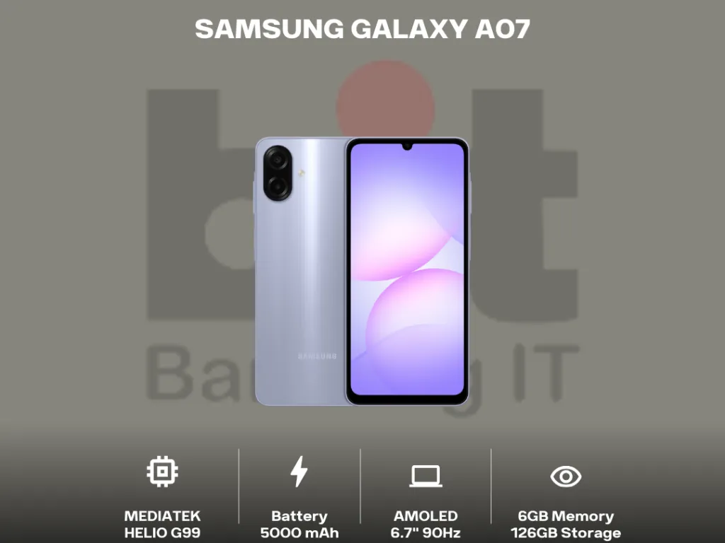 SAMSUNG GALAXY A07 6GB/128GB 6.7'' PLS 90HZ GARANSI RESMI INDONESIA | iklanova.com