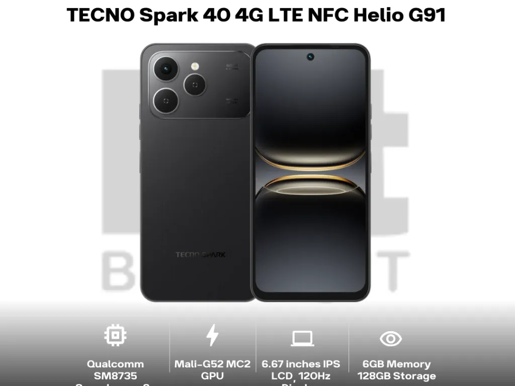 TECNO Spark 40 4G LTE NFC Helio G91 6.67 Inch IPS LCD 120Hz 50MP Dual Main Camera Android 15 | iklanova.com