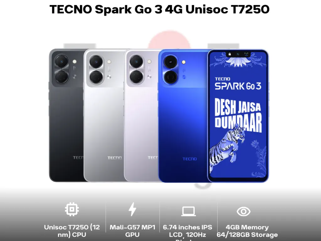 TECNO Spark Go 3 4G Unisoc T7250 6.74 Inch IPS LCD 120Hz Dot Notch Screen 13MP Main Camera Garansi Resmi Indonesia | iklanova.com