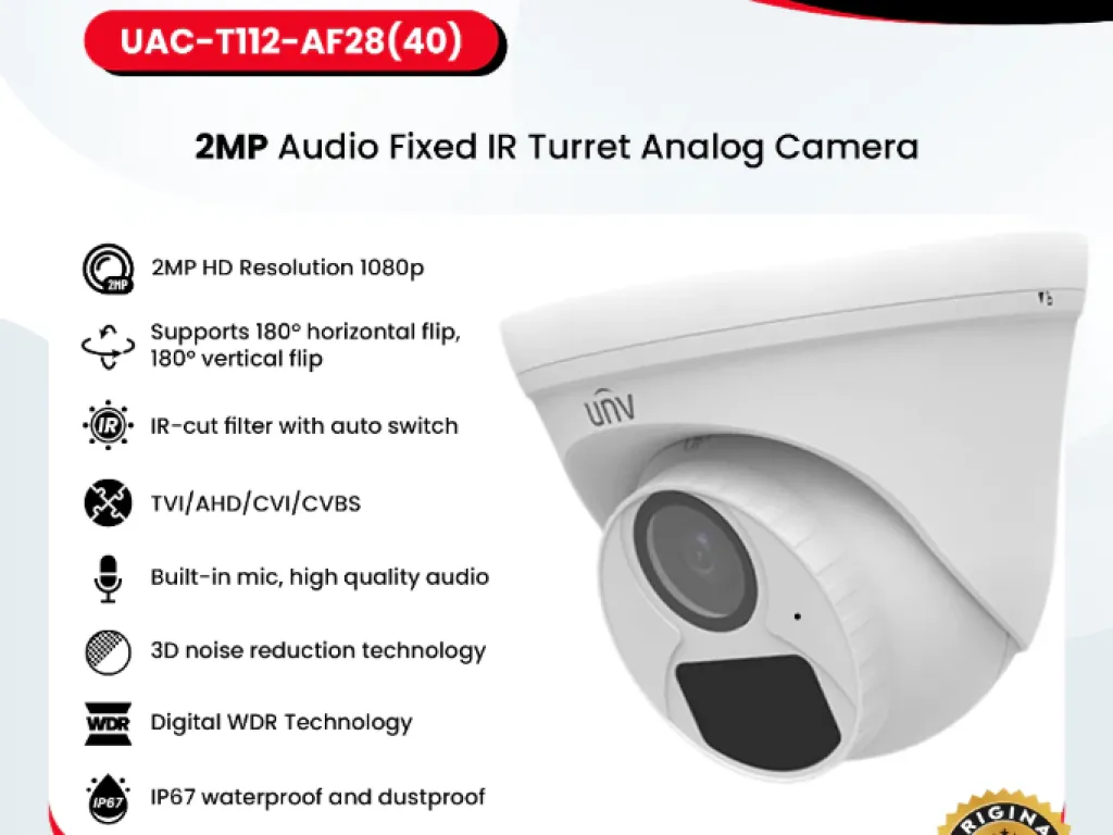 UNIVIEW UAC-T112-F28(40) 2MP Fixed IR Turret Analog Camera | iklanova.com