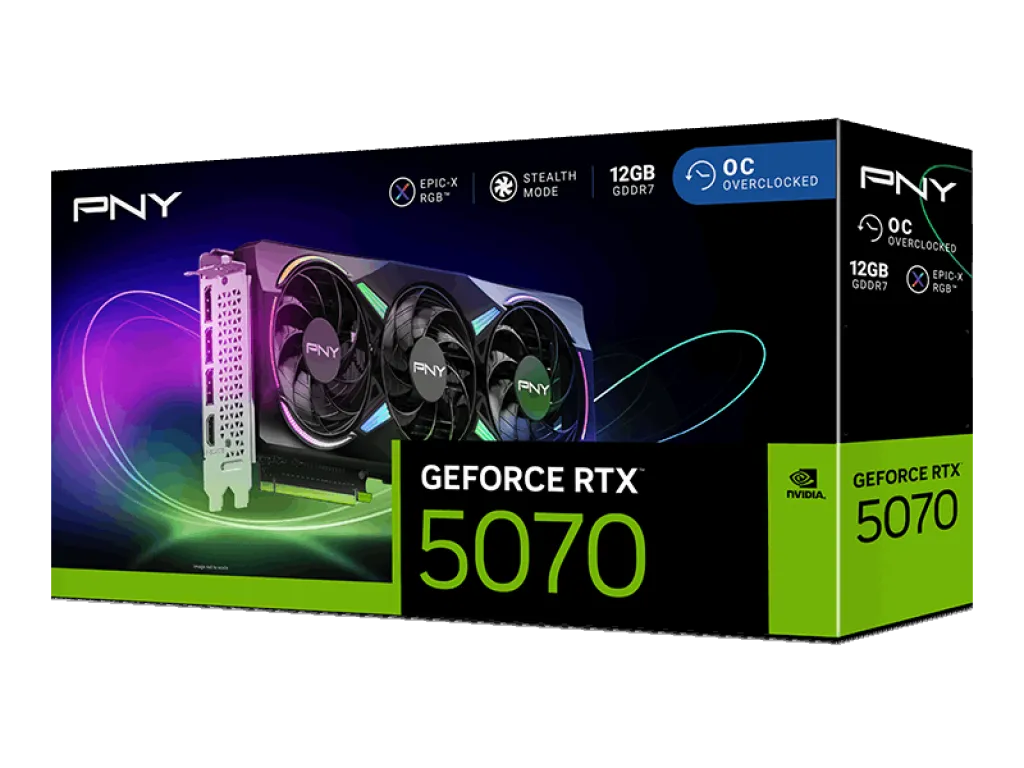 VGA PNY GeForce RTX 5070 ARGB EPIC-X RGB 12GB Overclocked Triple Fan GPU GDDR7 | iklanova.com