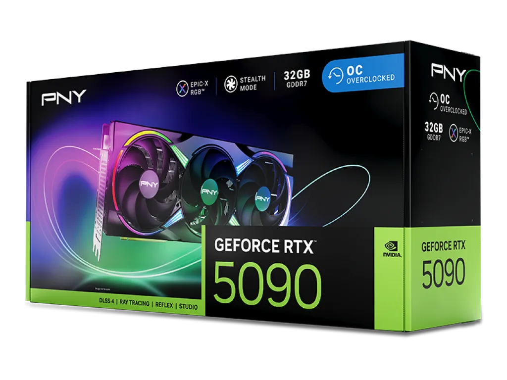 VGA PNY GeForce RTX 5090 32GB ARGB EPIC-X RGB Overclocked Triple Fan GPU GDDR7 | iklanova.com