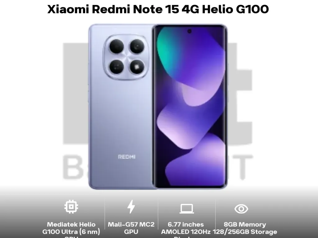 Xiaomi Redmi Note 15 4G Helio G100 6.77 Inch AMOLED 120Hz 108MP Dual Main Camera Android 15 | iklanova.com